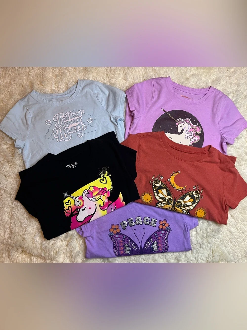 Children’s Place Lot of 5 Girls Tees Size 5 Short Sleeve School T-shirt Casual